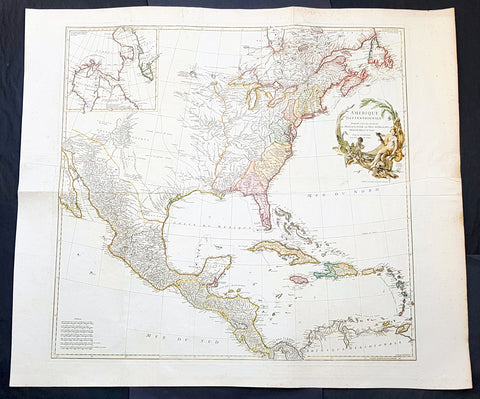 1746 J B D Anville Large Antique Map of North America