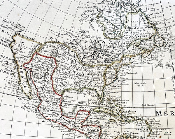 1722 Guillaume Delisle Large Antique Map of America, True Rare 1st Edition