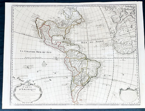 1722 Guillaume Delisle Large Antique Map of America, True Rare 1st Edition