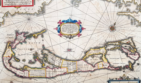 1646 Jan Jansson Large Antique Map The Island of Bermuda