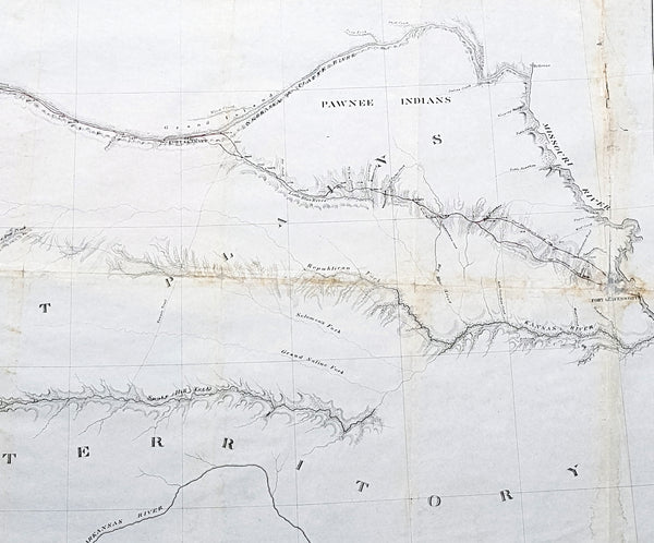 1852 Howard Stansbury Large Antique Map Forth Leavenworth, KS to Salt Lake, Utah