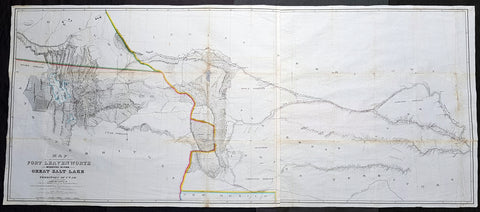 1852 Howard Stansbury Large Antique Map Forth Leavenworth, KS to Salt Lake, Utah