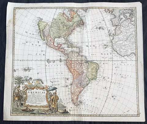 1746 Homann Large Antique Map of America