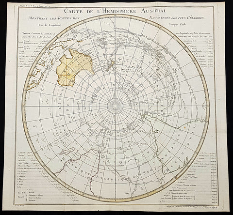 1778 Capt James Cook Antique Map The Southern Hemisphere, Australia, Antarctica