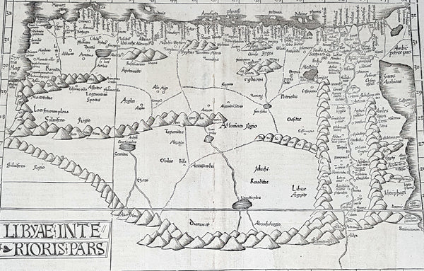1525 Laurent Fries Antique Map NE Africa Red Sea, Egypt, Nile River Delta, Libya