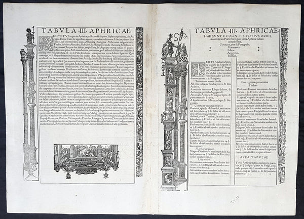 1525 Laurent Fries Antique Map NE Africa Red Sea, Egypt, Nile River Delta, Libya