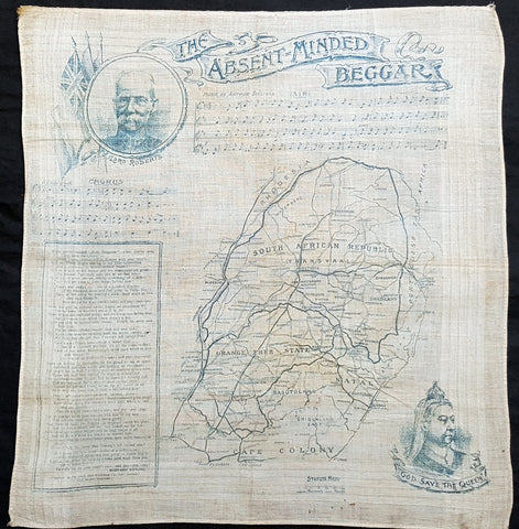 1899 Daily Map Antique Map South Africa 2nd Boer War Handkerchief R Kipling Poem