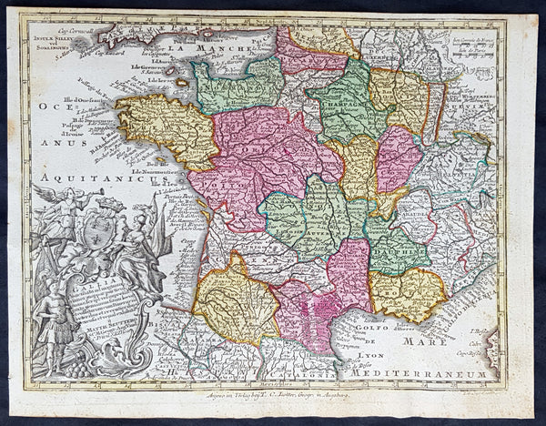 1744 Georg Mattaus Seutter Antique Map of France