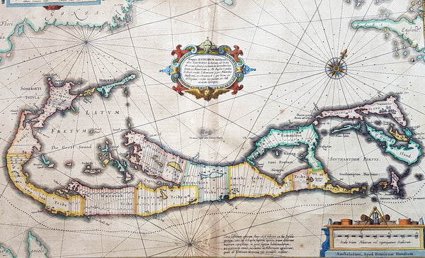 1634 Henricus Hondius Antique Map of The Island of Bermuda