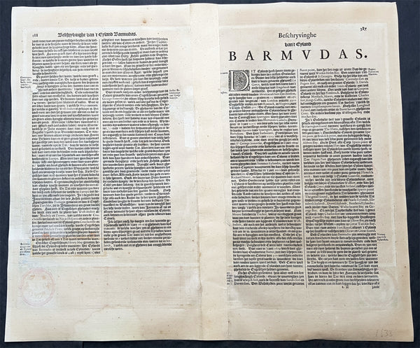 1634 Henricus Hondius Antique Map of The Island of Bermuda