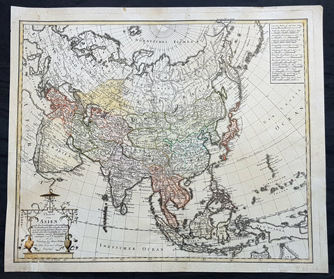 1793 Gussefeld & Homann Antique Map of Asia New Holland to China to Saudi Arabia