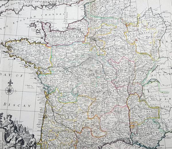 1720 Herman Moll Large Antique Map of France in Provinces - Pre Revolution