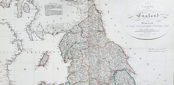 1803 Thomas Kitchen & Johannes Walch Large Antique Wall Map of England & Wales
