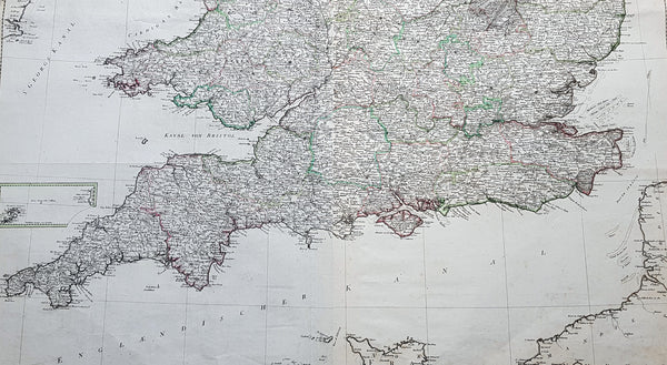 1803 Thomas Kitchen & Johannes Walch Large Antique Wall Map of England & Wales