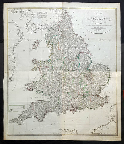 1803 Thomas Kitchen & Johannes Walch Large Antique Wall Map of England & Wales