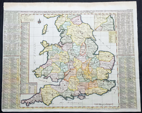 1719 Henri Chatelain Large Antique Map of England & Wales