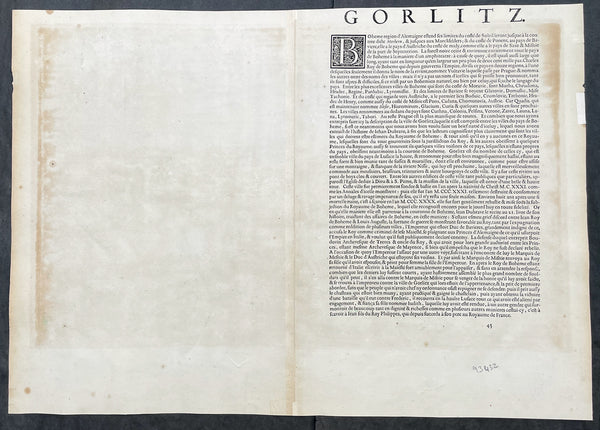 1574 Braun & Hogenberg Antique Map View of Gorlitz-Zgorzelec, Germany & Poland