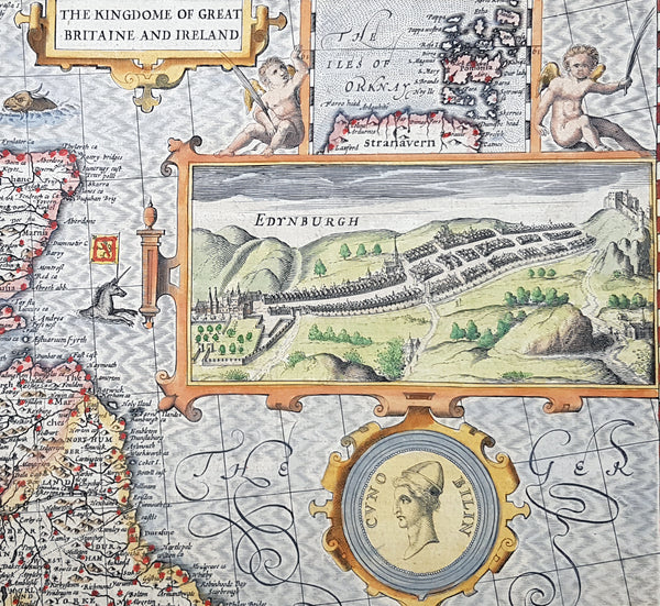 1611 John Speed 1st Edition Map of Great Britain & Ireland - London & Edinbugh