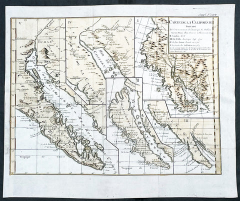 1770 De Vaugondy & Diderot Antique Maps of Cartographical Views of California