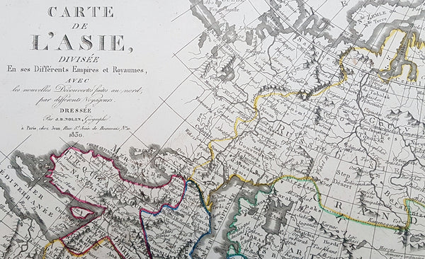 1830 Jean Baptiste Clouet & Pierre Jean Large Antique Map of Asia..Wall Map