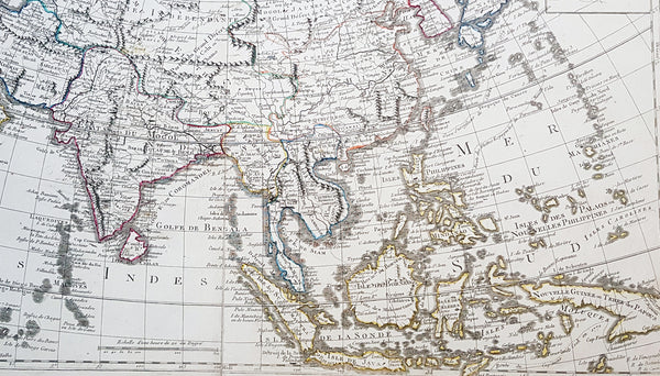 1830 Jean Baptiste Clouet & Pierre Jean Large Antique Map of Asia..Wall Map