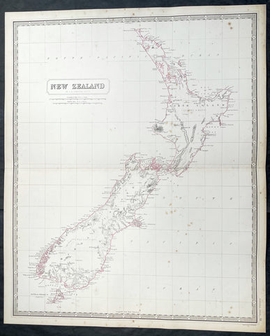 1856 A K Johnston Large Antique Map of New Zealand