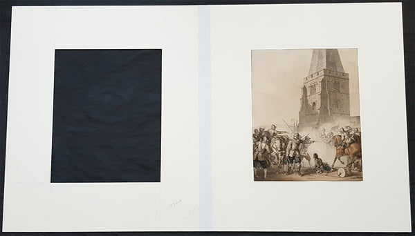 1810 John Augustus Atkinson Original Water Colour Art of an English War Skirmish