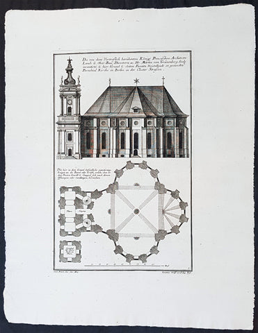 1740 Wolff & Corvinus Antique Architectural Print Parochialkirche, Mitte, Berlin