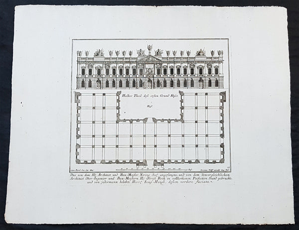 1740 Wolff & Corvinus Antique Arch Print of The Royal Arsenal in Berlin Germany