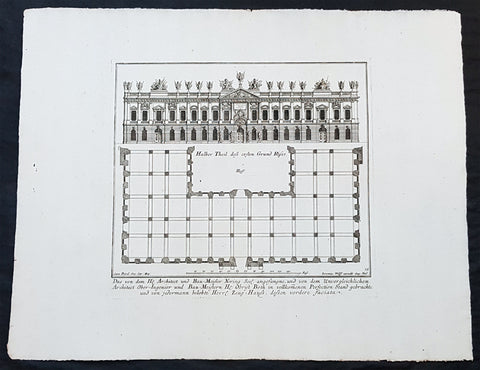 1740 Wolff & Corvinus Antique Arch Print of The Royal Arsenal in Berlin Germany