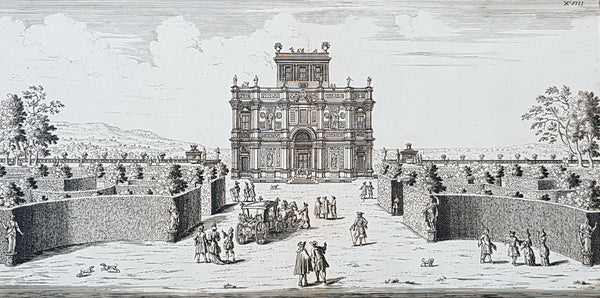 1685 G B Falda & Sandrart Antique Print Villa Gardens Doria Pamphili, Rome Italy