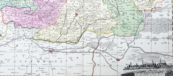 1715 Pieter Schenk Large Antique Map of The Duchy Oels, Silesia Region of Poland
