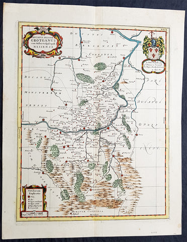 1681 J Jansson & Moses Pitt Rare Antique Map Duchy of Grottkau & Nysa Silesia, Poland