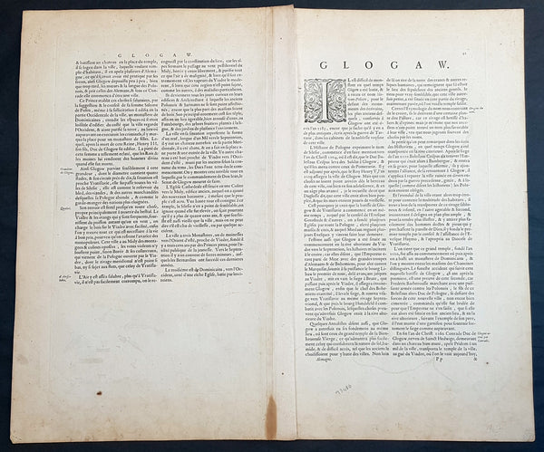 1634 Joan Blaeu Large Antique Map of Glogow, Lower Silesia, Poland