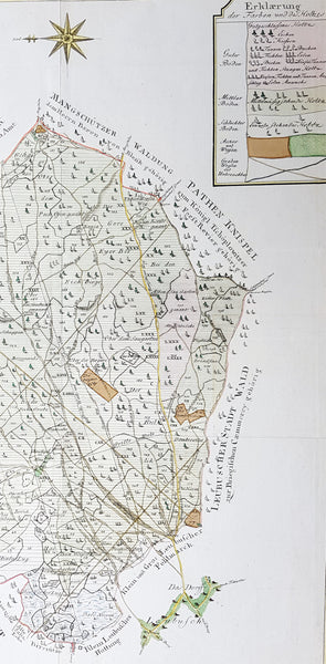 1782 G F Frentzel Large Rare Antique Map of Lubsza Forest Brzeg, Opole SW Poland