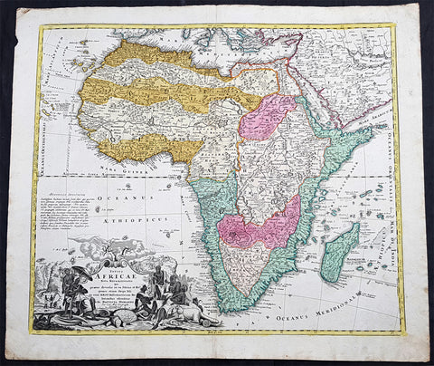 1715 J B Homann Large 1st Edition Antique Map of Africa