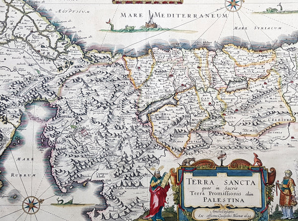 1629 Willem Blaeu Antique Map of the Holy Land Palestine Jerusalem Twleve Tribes