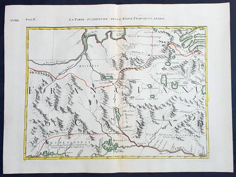 1778 Antonio Zatta & John Mitchell Antique Map of East Quebec & Western Ontario