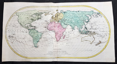 1778 Matthäus Lotter Large Oval World Map showing Capt Cooks 1st Voyage - Rare 1st edition
