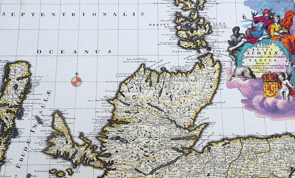1708 Pieter Schenk Large Antique Map of Scotland - Beautiful Hand Colouring