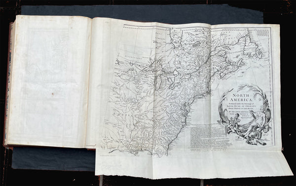 1774 Malachy Postlethwayt Antique 2 Volume Atlas 7 Large Cont Maps North America