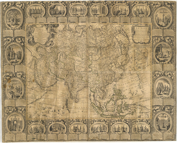 1830 Jean Baptiste Clouet & Pierre Jean Large Antique Map of Asia..Wall Map