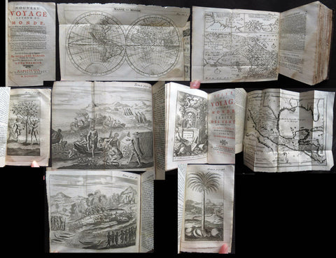 1723 William Dampier 2 Volumes of World Voyages to America Australia Asia - 20 x Maps & Plates
