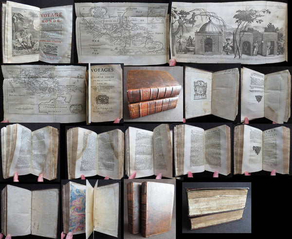 1723 William Dampier 2 Volumes of World Voyages to America Australia Asia - 20 x Maps & Plates
