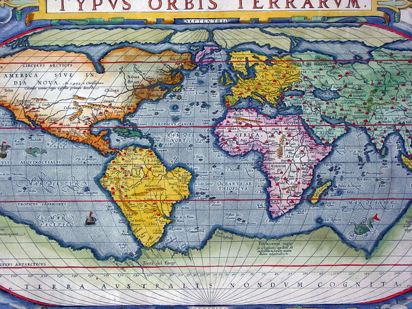 1588 Abraham Ortelius Antique Oval World Map - Rarest Edition, Ort 2:3