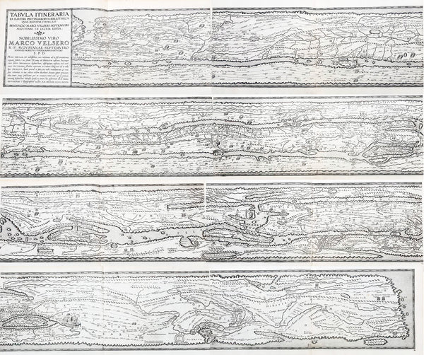 1598 J Moretus & A Ortelius 1st Edition of The Peutinger Tables, Ancient Roman Empire Maps x 4